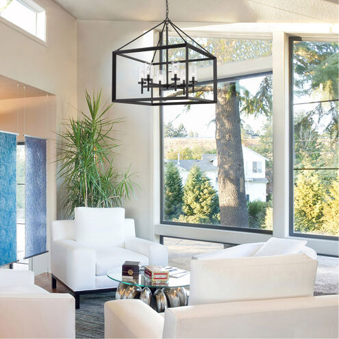 Smyth 6 Light 27 inch Matte Black Chandelier Ceiling Light in Clear Glass